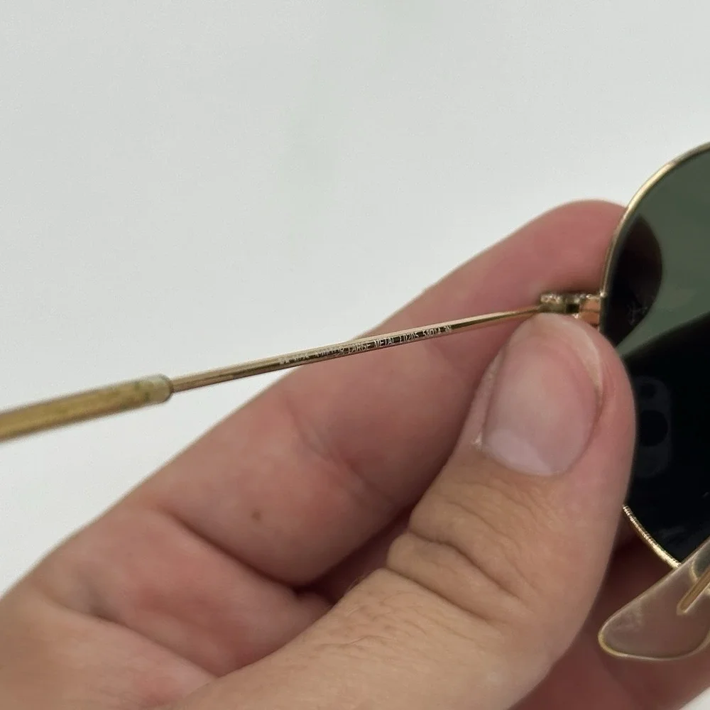 Rayban RB 3025 Large Aviator Sunglasses Gold Frame, 55-14 2N Black Lenses